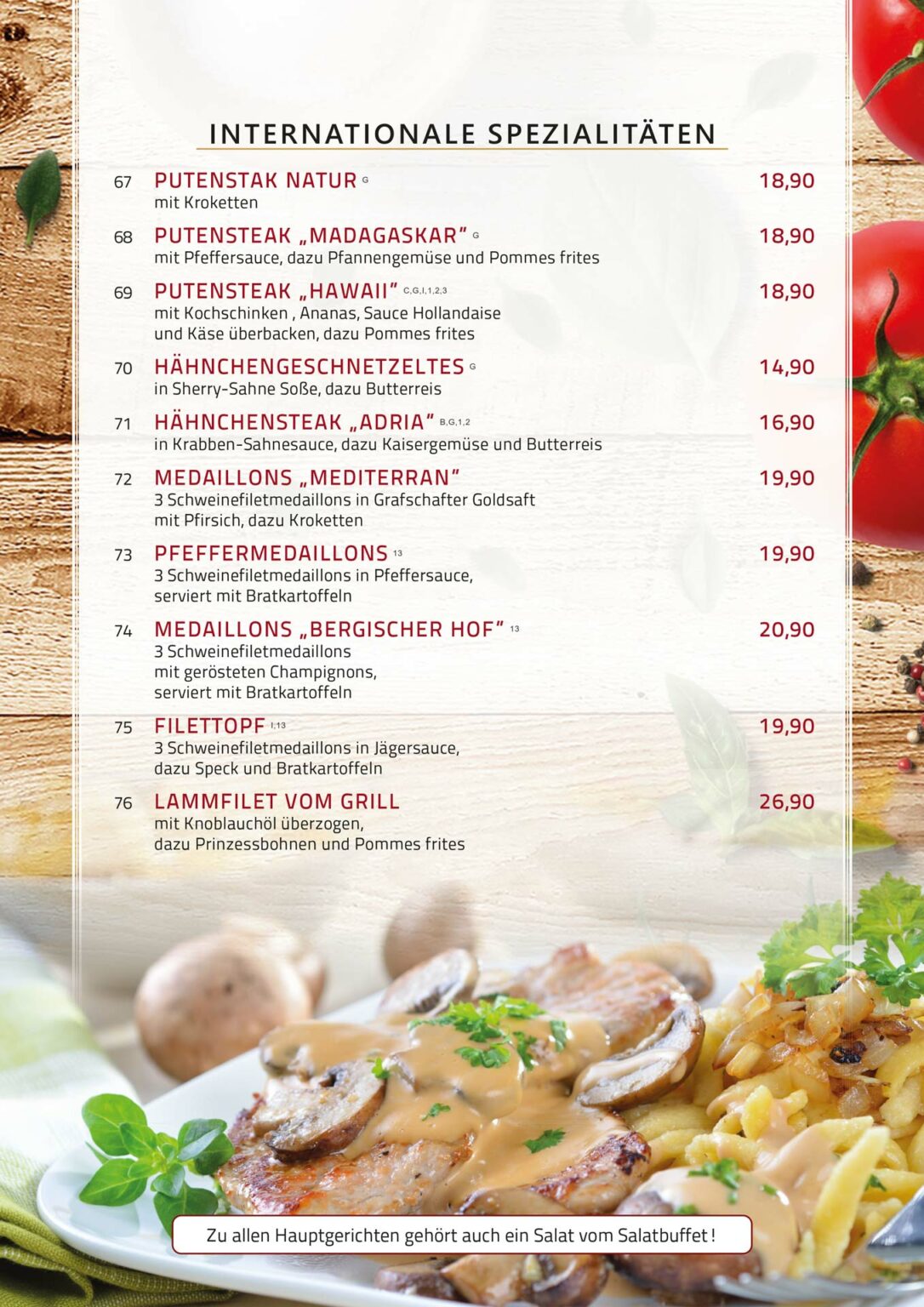 Speisekarte Bergischer Hof